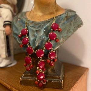 Berry Beautiful Statement Necklace Deep Red & Gold